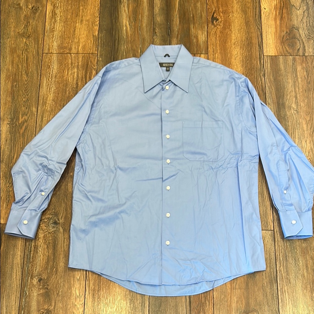 Men's Kenneth Cole Reaction Large L 16 32/33 Blue Dress Shirt Long Sleeved